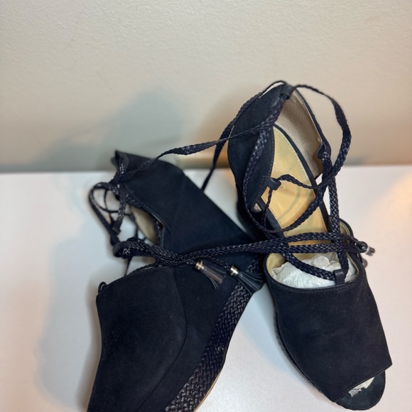 Michael Kors Navy Blue Wedge Suede Navy Blue with Straps Size 10 - Picture 4 of 10